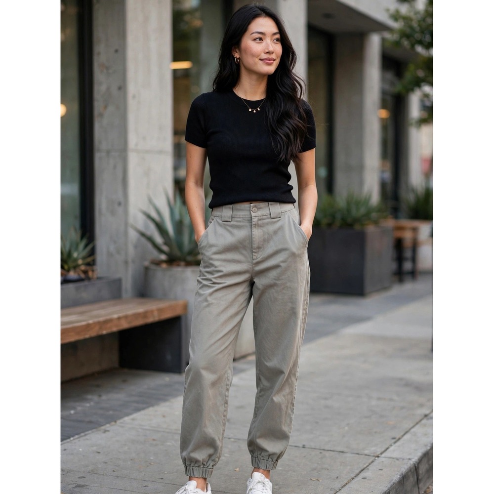 Aritzia Tna Supply Cargo Jogger Pants Olive Green High Rise Cotton XS #75586
